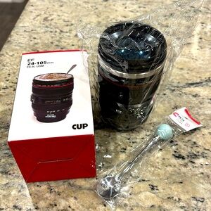 NWT Camera lens coffee cup and spoon